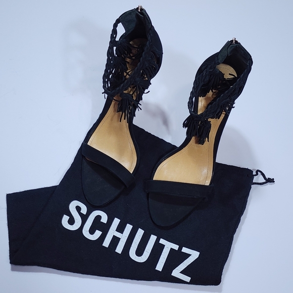 SCHUTZ Fringe Suede Tassel Heels Womens Size 10B - Picture 10 of 10